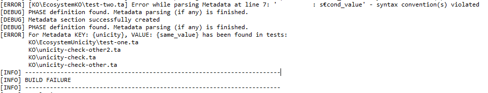 Check-metadata with Unicity checking for specific Keys build FAILURE